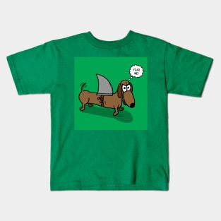 Wiener Dog with a Shark Fin Kids T-Shirt